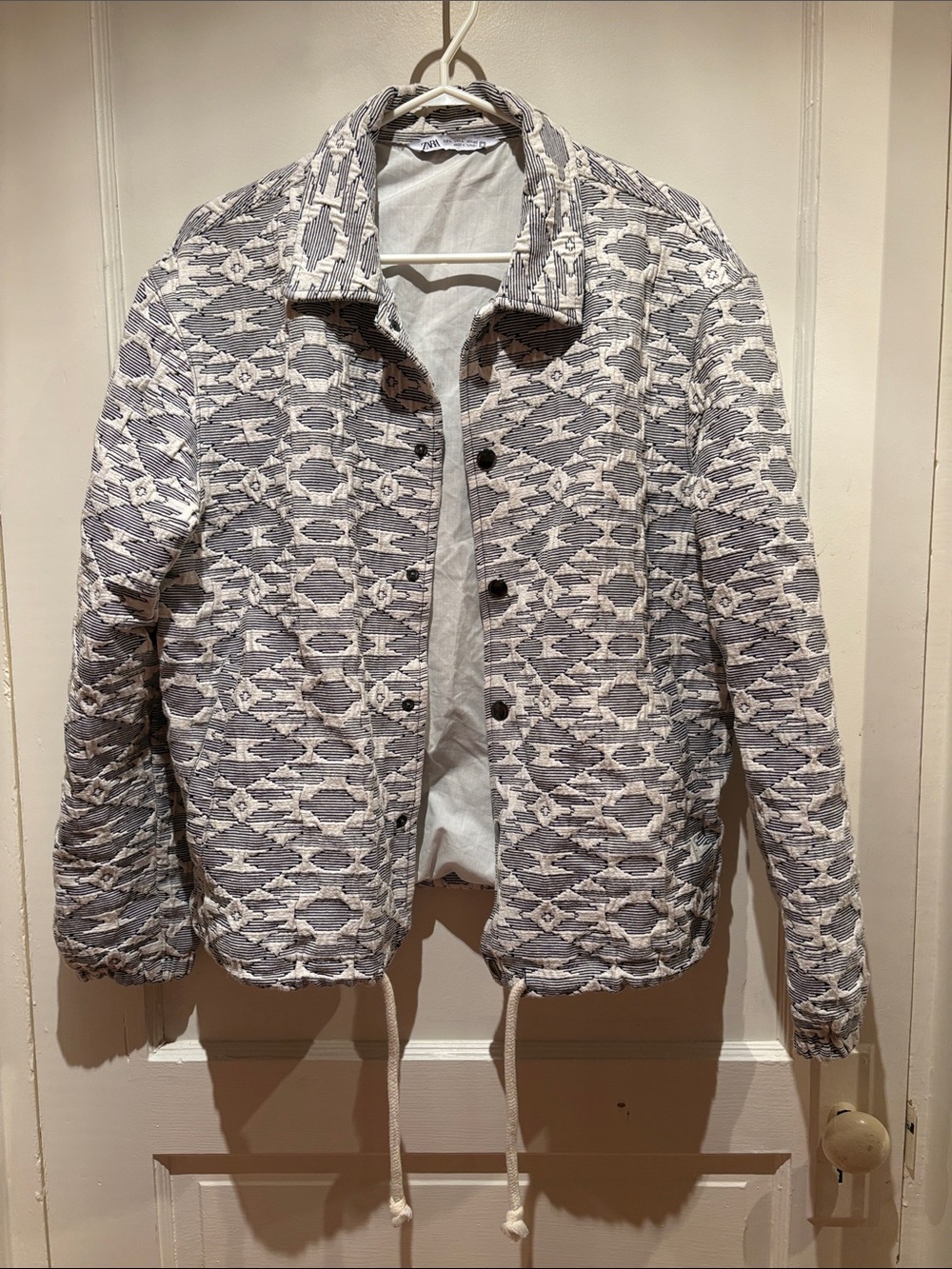 Zara Quilted Jacket in Gray and Cream